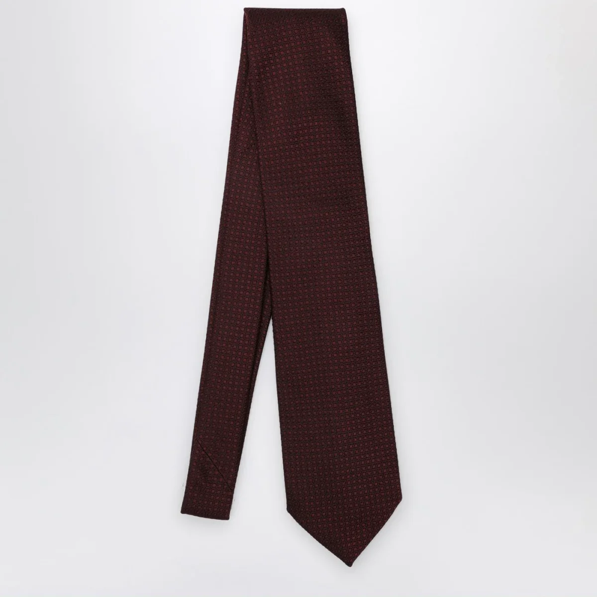 Cravatta burgundy a pois in seta – Image 3