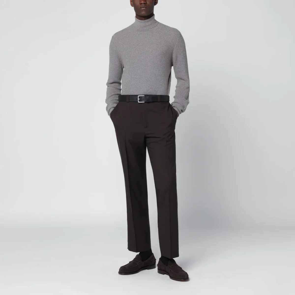 Maglia dolcevita beige in lana - Image 3