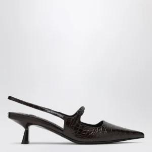 Décolleté Didi 45 marrone effetto coccodrillo