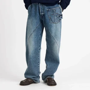 Jeans blu medio in denim ritorto