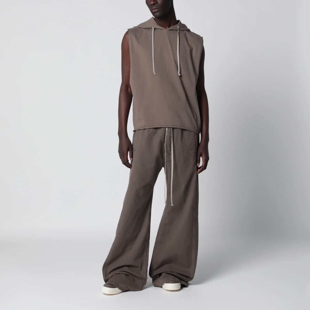 Top Hooded Tunic in cotone beige – Image 3