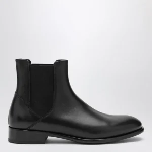 Stivaletto nero in pelle liscia