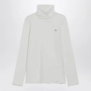 Maglia dolcevita avorio in misto cotone