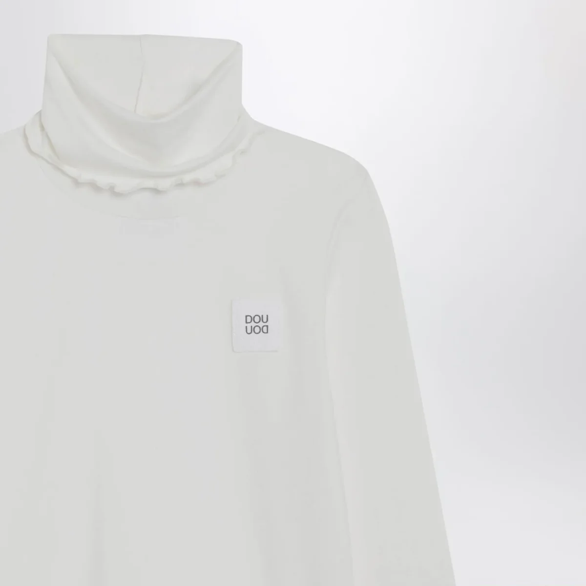 Maglia dolcevita avorio in misto cotone - Image 4