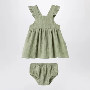 Abito con volant  verde salvia