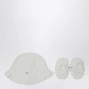 Set due pezzi bianco con cappello e scarpe