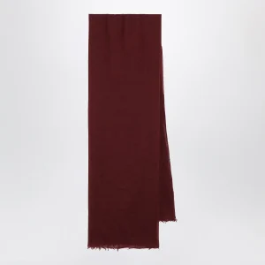 Sciarpa bordeaux in misto seta e cashmere