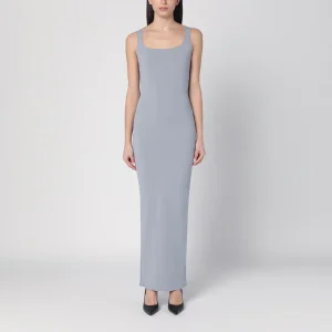 Abito lungo grigio in misto nylon