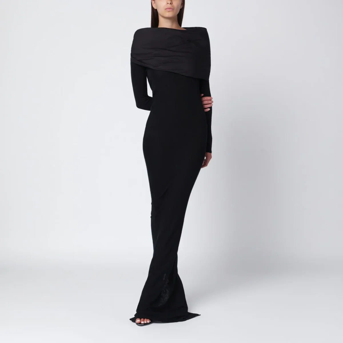 Abito lungo nero in lana – Image 3