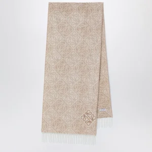 Sciarpa Anagram beige in lana e cashmere