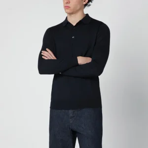 Polo blu scura in lana