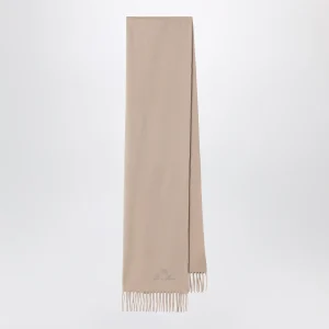 Sciarpa beige dorato in cashmere