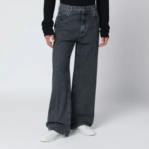 Jeans over nero effetto slavato