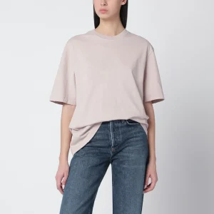 T-shirt rosa con logo lettering reverse sul retro