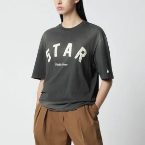 T-shirt Star nera effetto vintage