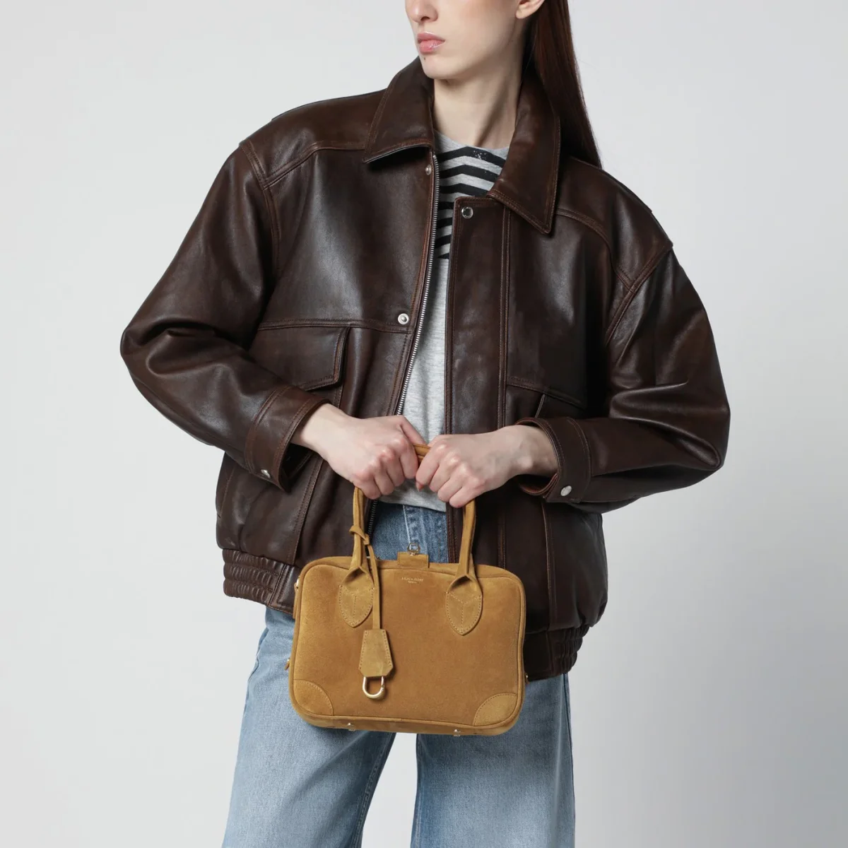 Vita Bag in suede color cammello – Image 3