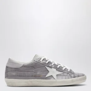 Sneakers Super-star lilla in pelle effetto coccodrillo
