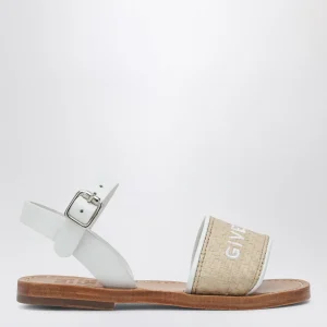 Sandalo bianco/beige con logo