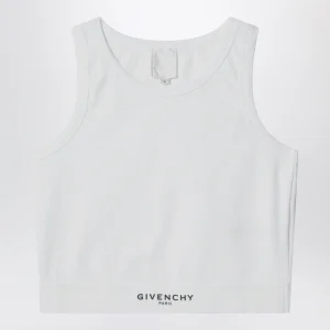 Top cropped bianco con logo