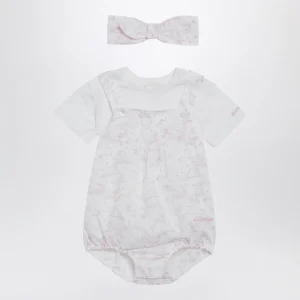 Tutina con fascia bianca/rosa in cotone