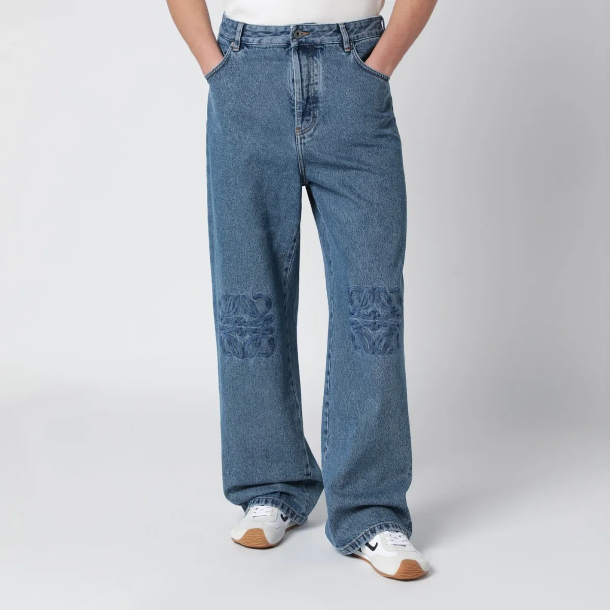 Jeans con ricamo Anagram blu