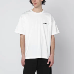 T-Shirt S/S Caps bianca in cotone