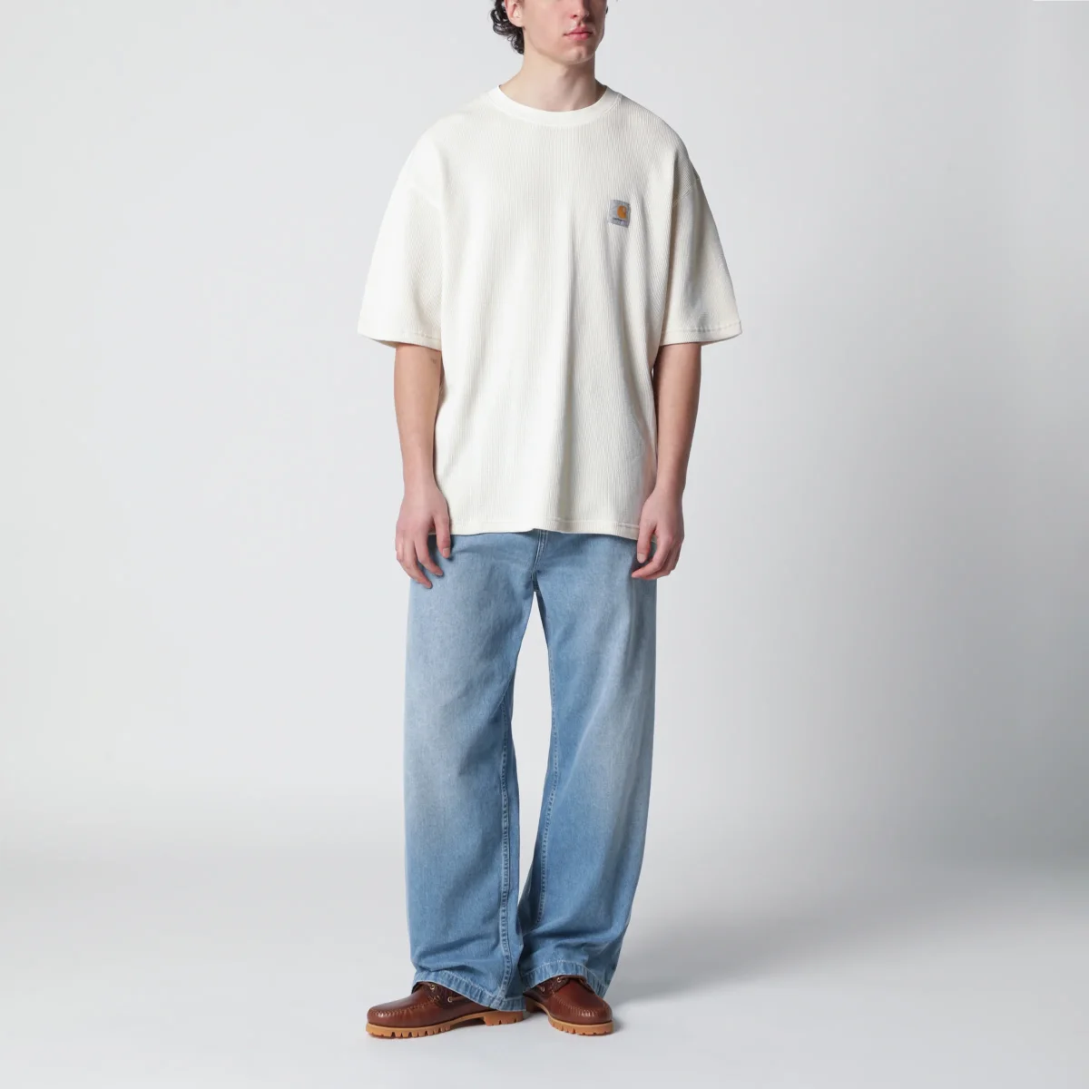 S/S Nelson Waffle T-Shirt Natural/Garment dyed - Image 3
