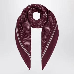 Bandana bordeaux scura in lana a pois