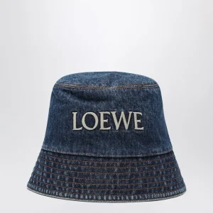 Bob blu in denim con ricamo logo