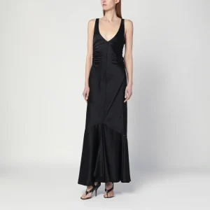 Abito lungo nero in raso