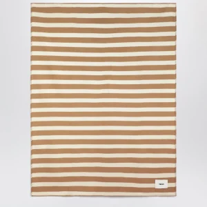 Coperta 130X180 in lana a righe avorio/beige