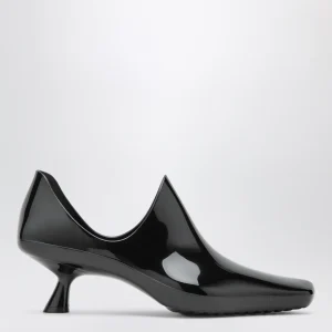 Stivaletti Emily Aqua in PVC lucido neri con calzini multicolore