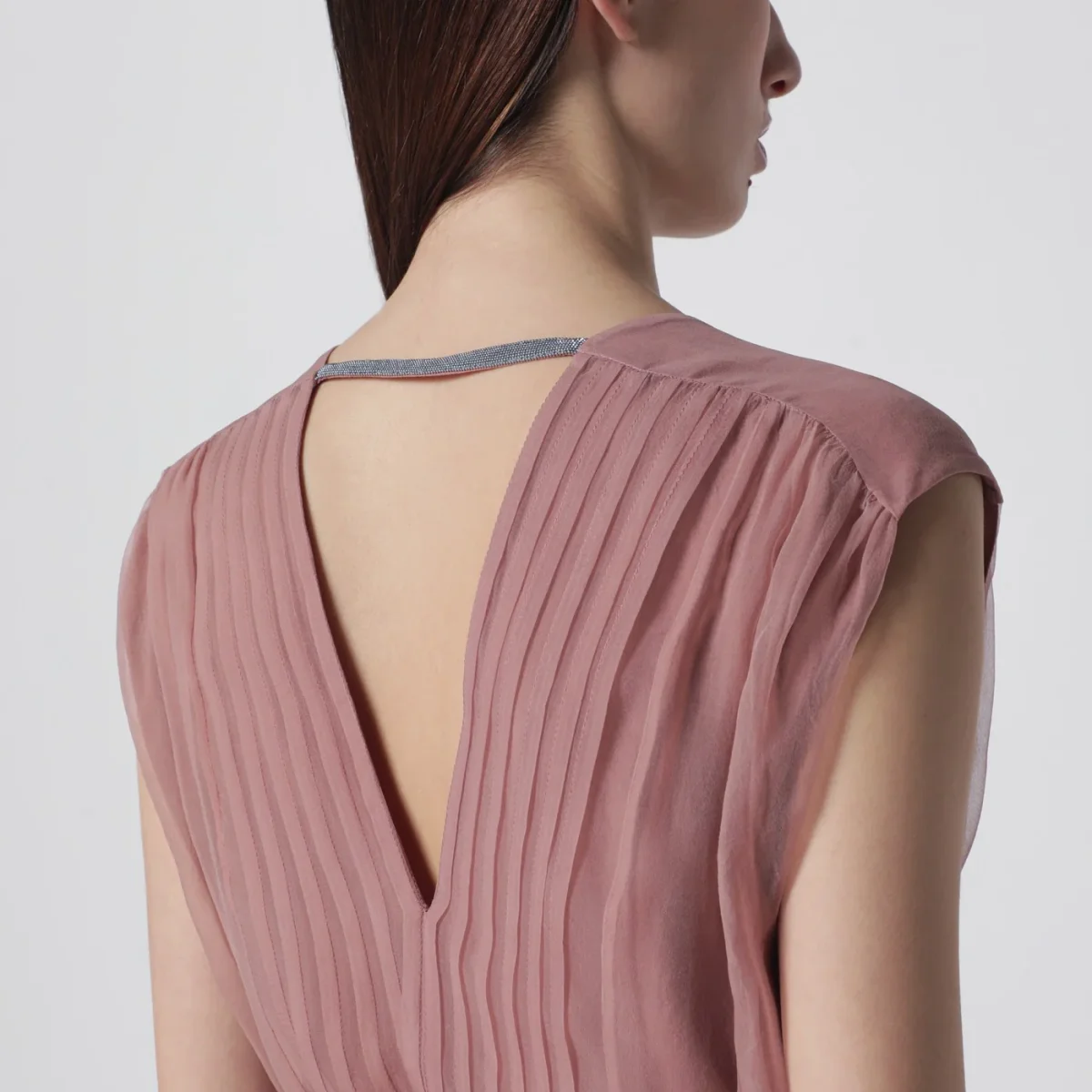 Abito in seta Crispy rosa con cintura - Image 5