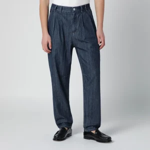 Jeans con pinces blu in denim