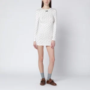 Abito Flowers bianco/tabacco in jersey