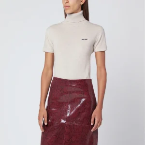 Maglia dolcevita color sabbia in cashmere