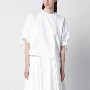 Top in jersey di misto cotone bianco ottico