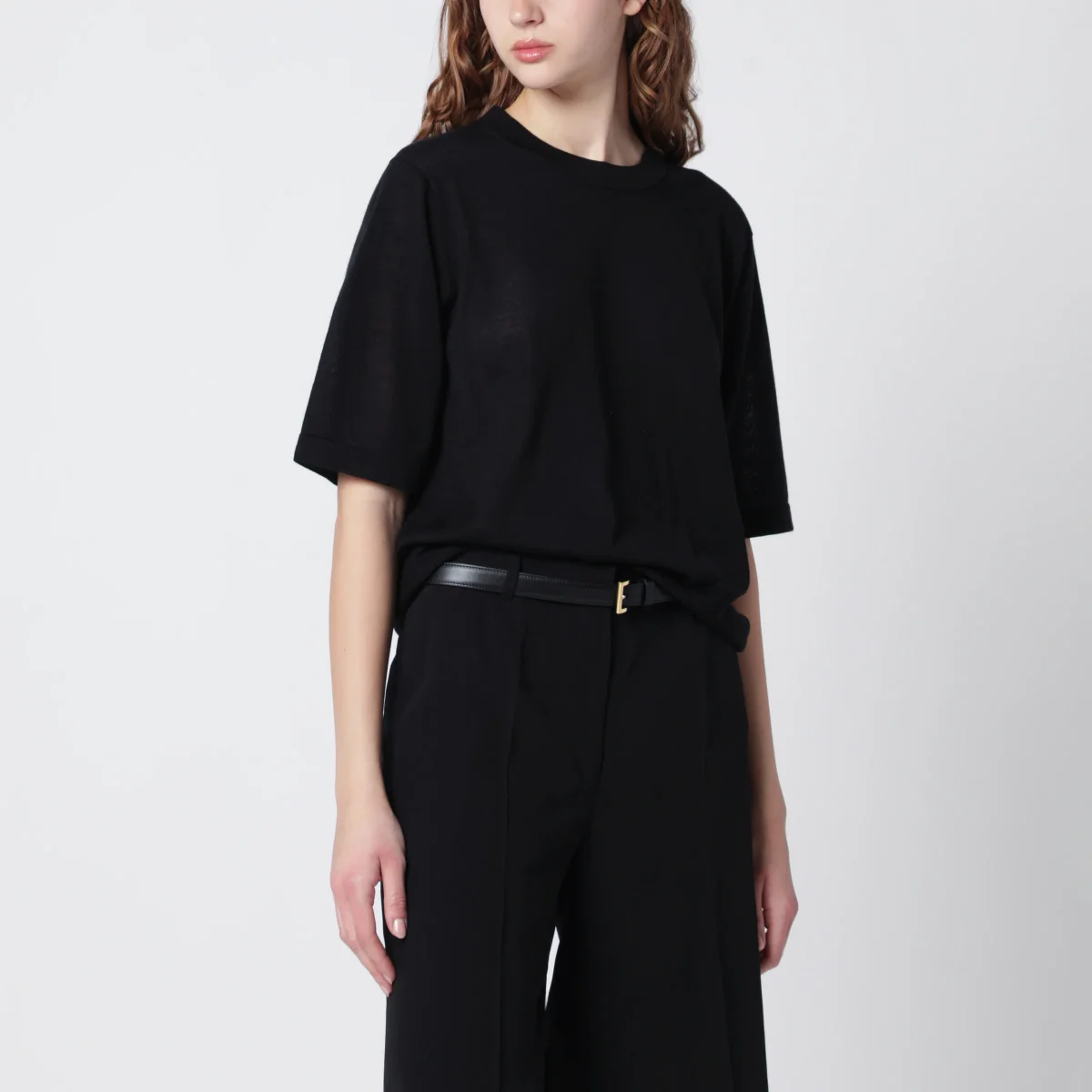 Top Nala in cashmere fluido nero