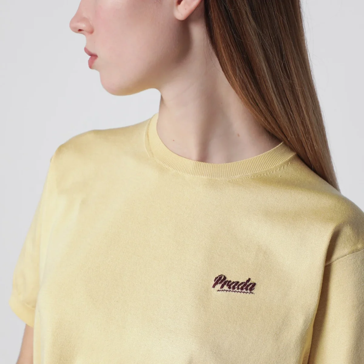 Maglia color crema in misto seta con logo - Image 5