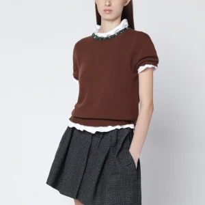 Maglia color tabacco in lana e cashmere