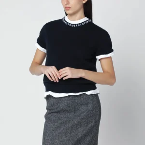 Maglia blu in lana e cashmere