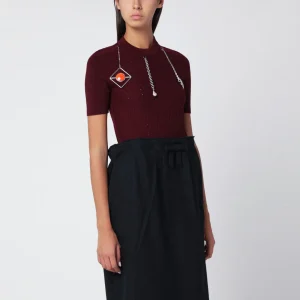 Maglia bordeaux in lana con charms