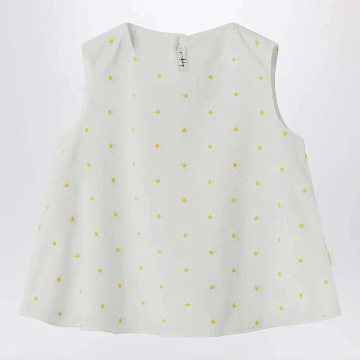 Top bianco con ricami floreali