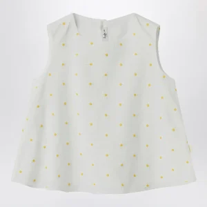 Top bianco con ricami floreali