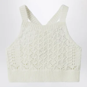 Top bianco latte in crochet