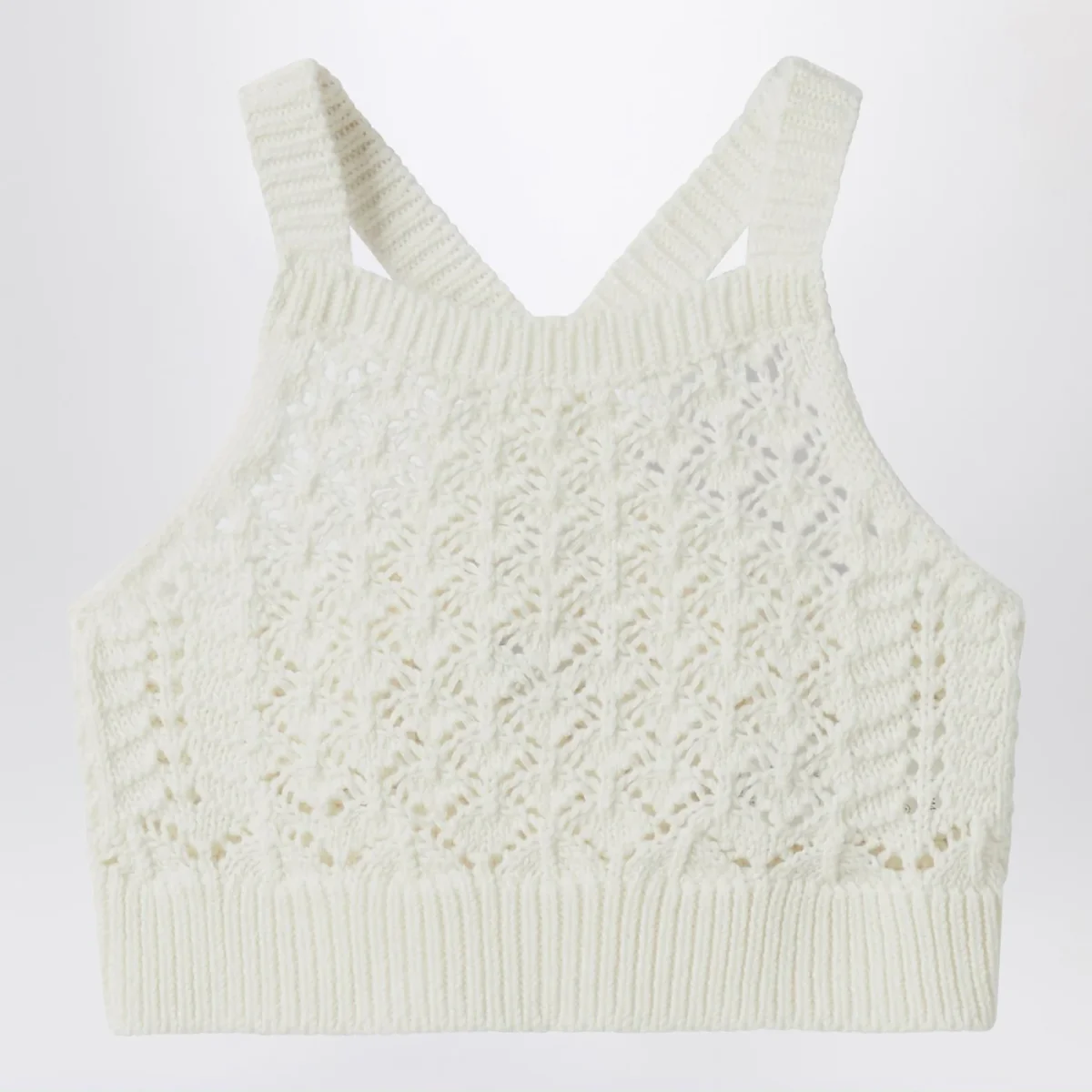 Top bianco latte in crochet – Image 2