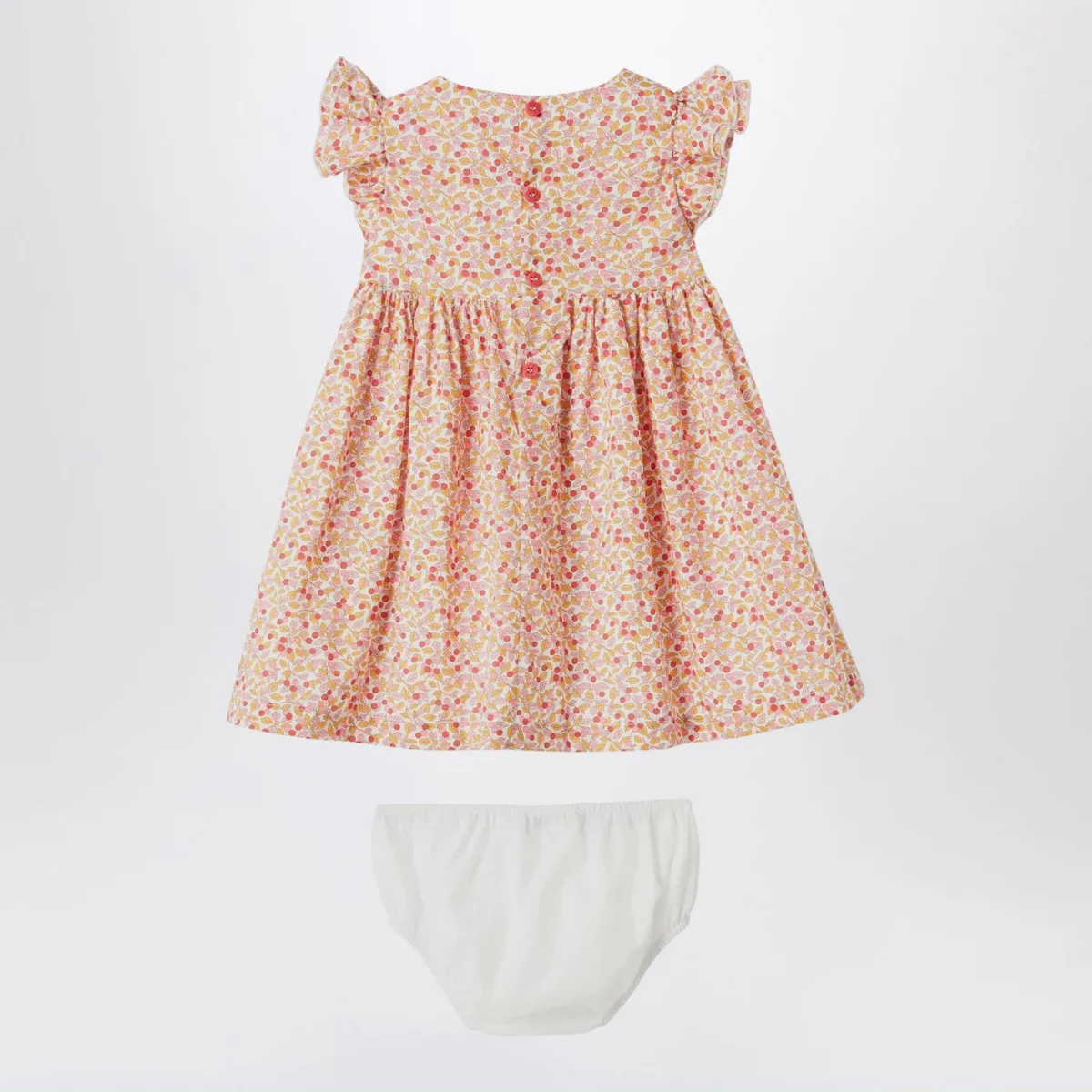 Abito con culotte albicocca in tessuto Liberty - Image 3