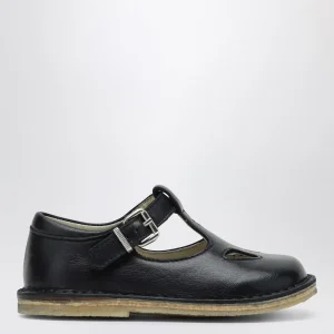 Sandalo con occhielli blu in pelle