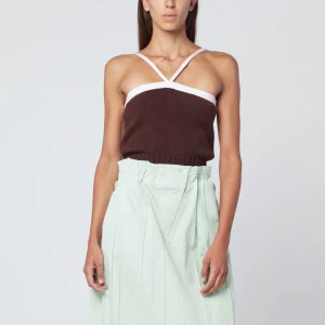 Top in lana e cashmere marrone