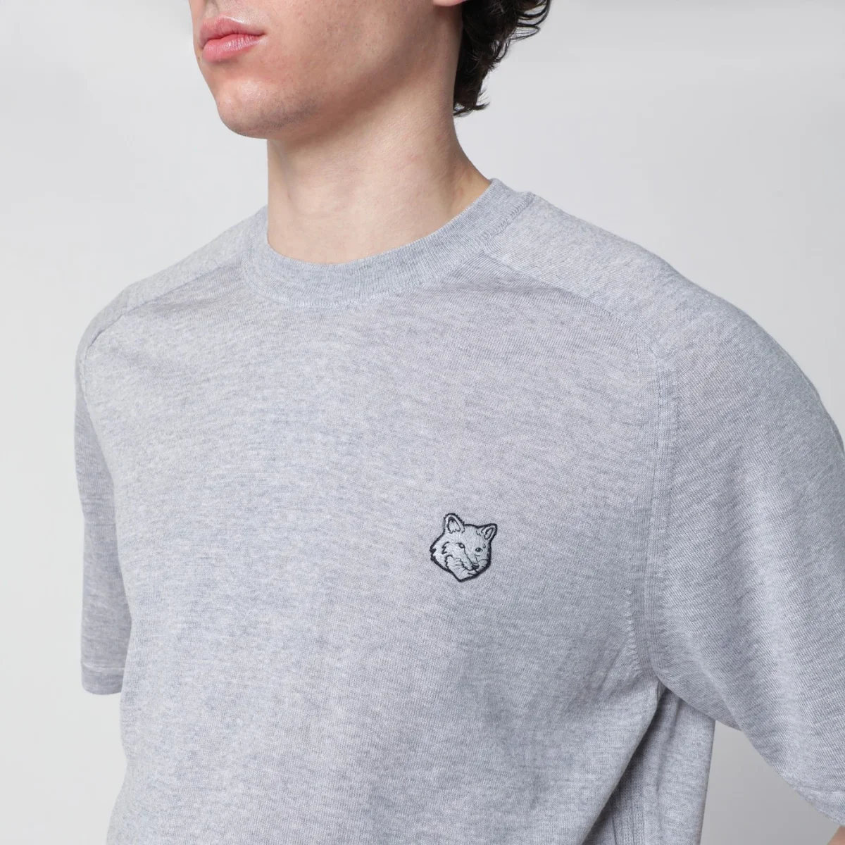 Maglia Fox Head grigia mélange in lana – Image 5